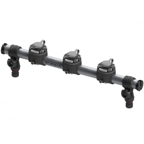 BORIKA GRp500-3 apvalus bėgelis su trimis tvirtinimo lizdais, 500 mm, juodas / aliuminis