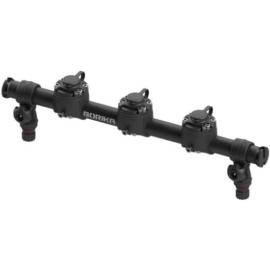 BORIKA GRp500-3 apvalus bėgelis su trimis tvirtinimo lizdais, 500 mm, juodas