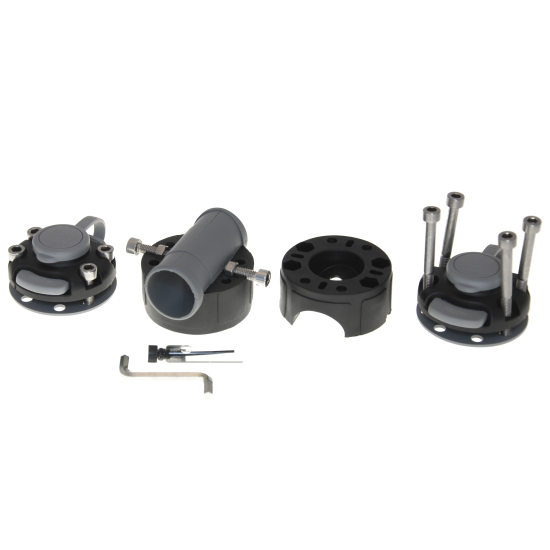 BORIKA Mounting System with Two Mounts for Installation of Accessories on Ø 30 / 32 mm Tubes and Rails black FMr232