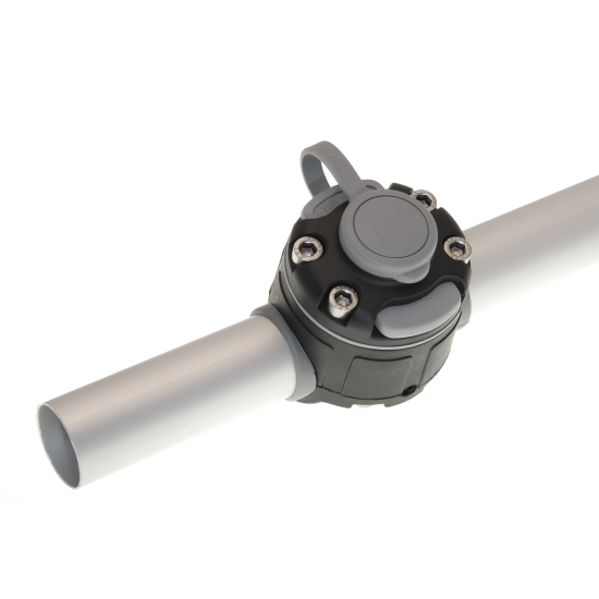 BORIKA Gr610-2 apvalus bėgelis su dviem tvirtinimo lizdais, 610 mm, juodas / aliuminis