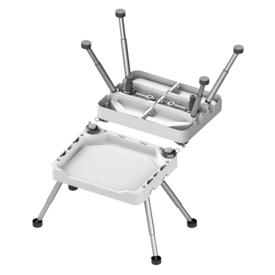 BORIKA Tm450-1 modulinis valties stalas su teleskopinėmis kojomis, 435 x 350 mm, Juoda - aliuminis